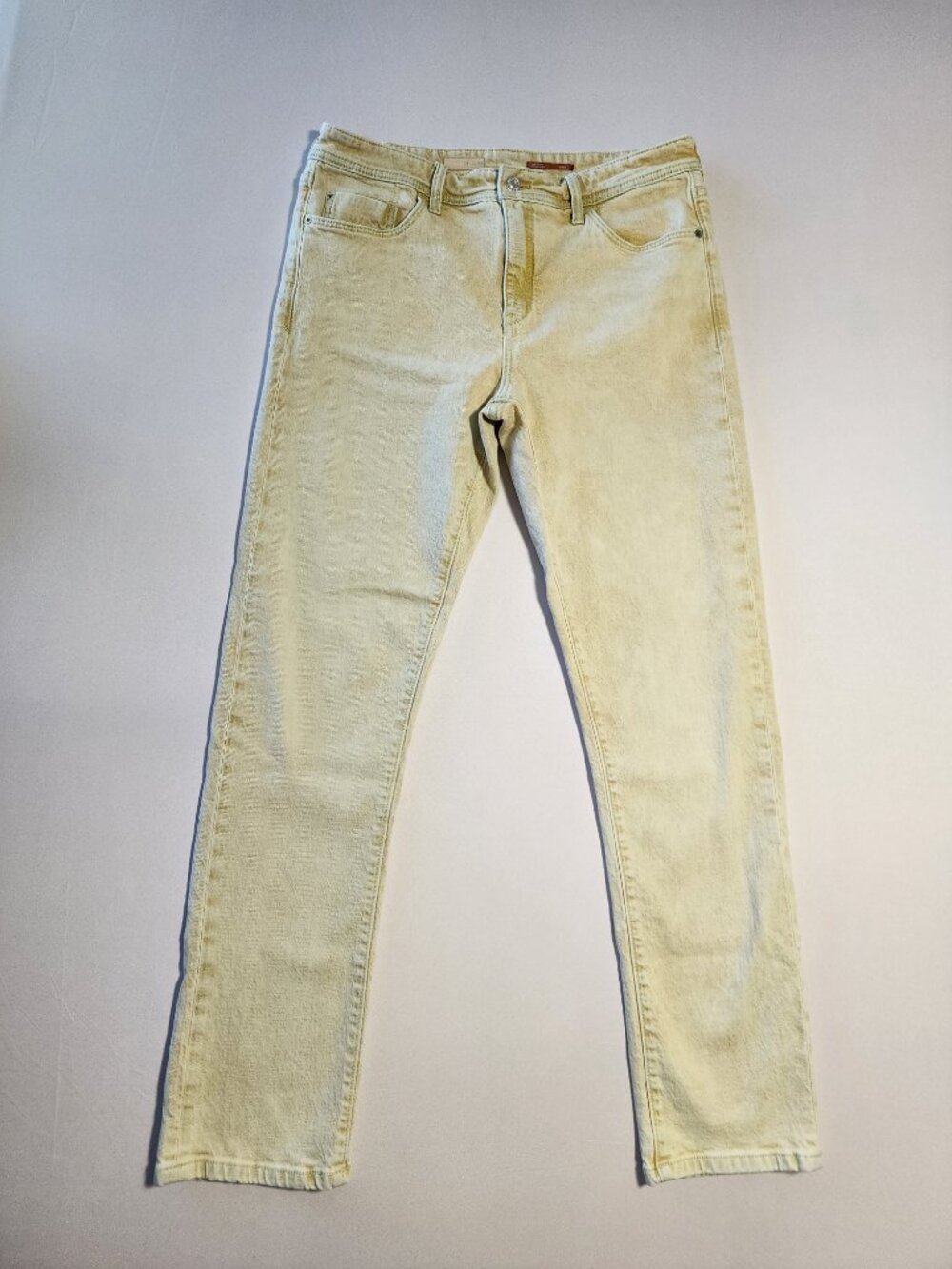 Anthropologie Pilcro Slim Boyfriend Jeans Size 31T Tall Acid Yellow Wash Denim